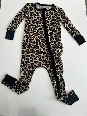 NWOT Posh Peanut Lana Leopard Print Convertible One-Piece - Black & Beige